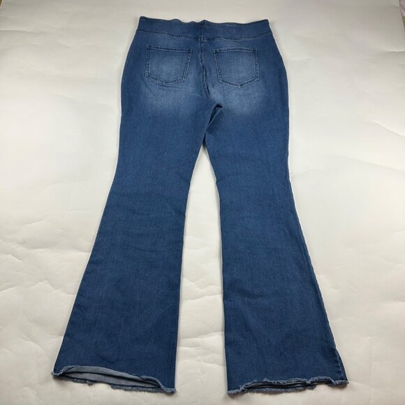 LONG Knox Rose Blue Stretch Denim High Rise Pull On Flared Jeans XL - Picture 6 of 7